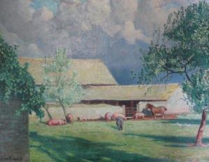 EMMETT John 1927,Farm scene with horse and pigs,Dreweatt-Neate GB 2012-05-10