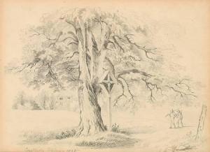 EMMINGER Konstantin,Marterl unter ausladendem Baum, seitlich 2 Wanderg,1845,Zeller 2007-09-20