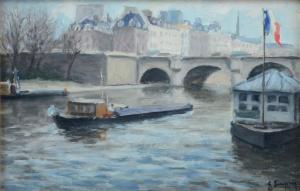 EMPRIN Giuliano 1902-1991,Chiatta sulle Senna (Pont Neuf),Meeting Art IT 2023-06-07