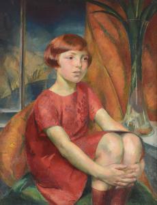 EMSLIE ROSALIE 1891-1977,Portrait of a seated girl in a red dress,Dreweatts GB 2017-02-21
