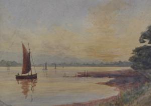 EMSWORTH C.H,BOATS ON THE RIVER,Halls Auction Services CA 2010-05-10