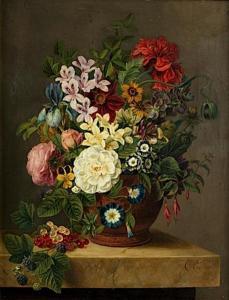 ENCSHEDE Christiana Gerarda,Vase de fleurs sur un entablement,1833,Artcurial | Briest - Poulain - F. Tajan 2008-11-13