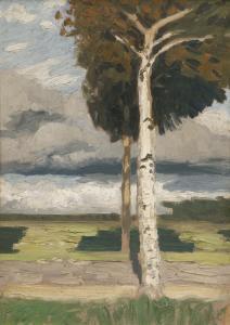 ENDE am Hans 1864-1918,Birken in Worpsweder Landschaft,1900,Galerie Bassenge DE 2022-12-03