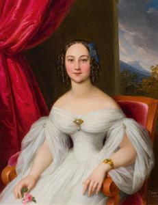 ENDER Johann Nepomuk 1793-1854,Dame in weißem Kleid (wohl Gräfin Zay-Ug,1837,im Kinsky Auktionshaus 2023-11-28
