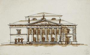 ENDER Johann Nepomuk,Entwurf für ein klassizistisches Gebäude mit zahlr,Winterberg Arno 2023-10-21