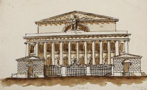 ENDER Johann Nepomuk,Entwurf für eine klassizistische Kirche mit Säulen,Winterberg Arno 2023-10-21