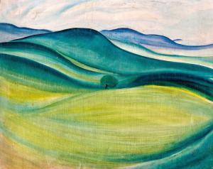 ENDRESZ Aliz 1899-1953,Hilly landscape,Nagyhazi galeria HU 2021-04-17