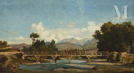 ENGALIERE Marius 1824-1857,Paysage au pont en Espagne,Millon & Associés FR 2021-11-24