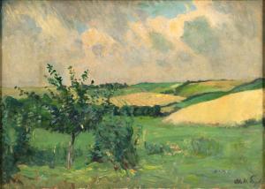 ENGEL Otto Heinrich 1866-1949,Kornfeld und Baumgruppe auf Holnis,1897,Stahl DE 2024-02-24