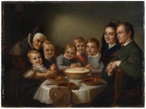 ENGEL VON DER RABENAU Carl 1817-1870,Family at a Table,1859,Brunk Auctions US 2018-09-15