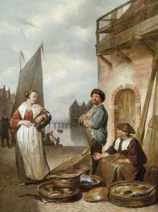 ENGELBERTS Willem Jodocus M 1809-1887,Poissonniers au port,De Vuyst BE 2014-03-01