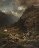 ENGELHARDT Georg 1823-1883,an alpine landscape with figures outside a village,Bonhams GB 2006-05-16