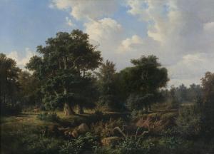 ENGELHARDT Georg 1823-1883,KRAJOBRAZ LEŚNY Z SARNAMI,Agra-Art PL 2022-06-26