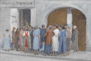 ENGELHART Josef 1864-1941,Crowd in front of Thomas Prewein’’’’s shop,Palais Dorotheum AT 2012-11-28