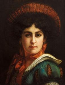 ENGELKE Gerrit 1890-1918,Portrait einer jungen Frau in historischer Tracht,Zeller DE 2010-04-22