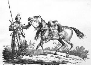 ENGELMANN Gottfried II 1814-1897,Kozak z koniem,Rempex PL 2004-08-12