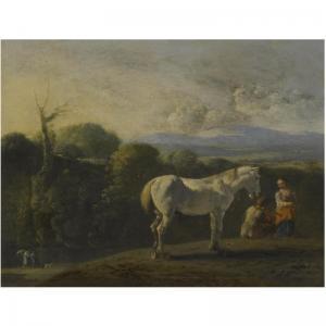 ENGELS Bartholomeus,A LANDSCAPE WITH A WHITE HORSE AND TRAVELLERS, A R,Sotheby's 2009-04-22