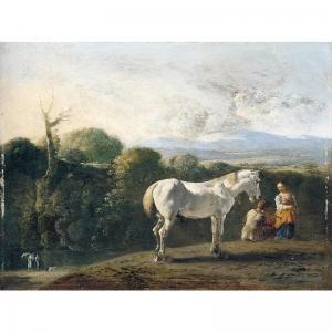 ENGELS Bartholomeus,a landscape with a white horse and travellers rest,Sotheby's 2003-07-10