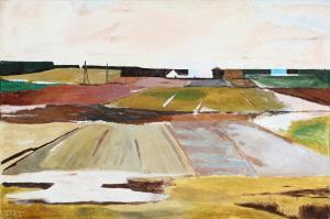 ENGELUND Svend Arne 1908-2007,Landscape with fields and houses,1944,Bruun Rasmussen DK 2024-04-02