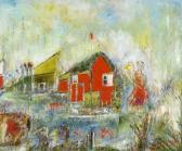 ENGLARD Yehudith 1946,Woman next to a Red House,Montefiore IL 2008-09-24