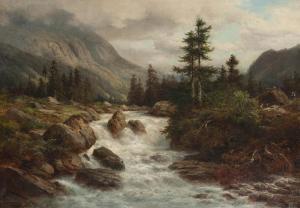 ENGLEHARDT John Joseph 1867-1915,Figure and goats by waterfall in a landscap,John Moran Auctioneers 2018-08-21