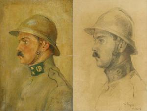 ENGLISH Joe 1882-1918,Deux portraits de soldats pendant la Première Guer,Campo & Campo BE 2019-10-23