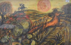 ENGLISH MONICA 1920-1979,Warrior on Horse Back,Rowley Fine Art Auctioneers GB 2021-10-09
