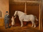 ENGLISH SCHOOL,A Gentleman, a Groom and his horse in a stable,19th century,Mallams GB 2022-01-17