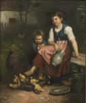 ENGLISH SCHOOL,Feeding the Chicks,Bamfords Auctioneers and Valuers GB 2023-02-15