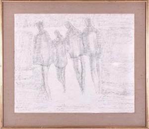 ENGLISH SCHOOL,four figures of walking men,1956,Dawson's Auctioneers GB 2019-09-21