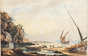ENGLISH SCHOOL,harbor scene,1858,Ripley Auctions US 2024-02-10
