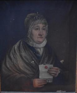 ENGLISH SCHOOL,Portrait of a lady in lace bonnet holding a letter,Andrew Smith and Son GB 2018-02-06