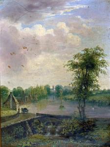 ENGLISH SCHOOL,River landscape with weir to foreground,19th Century,Canterbury Auction GB 2007-12-04