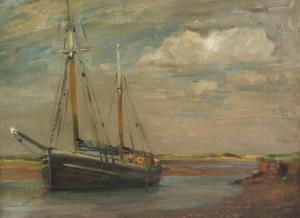 ENGLISH SCHOOL,Sailing Boat at anchor in an Estuary,20th century,David Duggleby Limited 2017-09-15