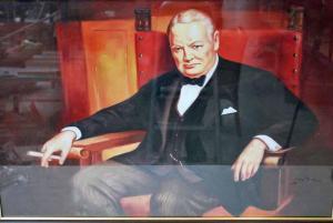 ENGLISH SCHOOL,Winston Churchill in morning suit, seated with ci,20th century,Silverwoods 2019-08-21