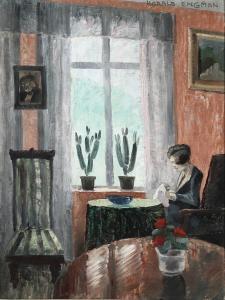 ENGMAN Harald 1903-1968,Interior with reading woman,Bruun Rasmussen DK 2024-03-12