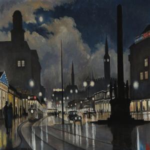 ENGMAN Harald 1903-1968,Scenery from Copenhagen Town Square,1931,Bruun Rasmussen DK 2014-11-10