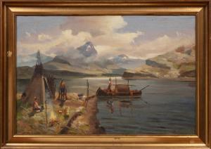 ENGSTROM Vilhelm,Tent Camp of the Sámi at a Fjord in Lapland,Neal Auction Company 2023-01-11