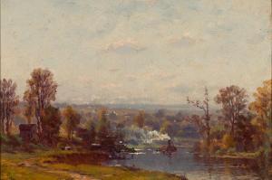 ENNEKING John Joseph 1841-1916,Autumn on a Branch of the Seine,Barridoff Auctions US 2024-04-13