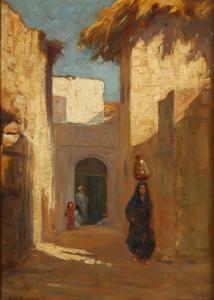 ENNESS Augustus William 1876-1948,street scene in Marrakesh,1911,Burstow and Hewett GB 2023-08-31