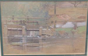 ENNION Eric Arnold Roberts,Study of Gilding Waters - Sluice of the Suffolk St,Cheffins 2023-09-07