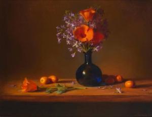 ENNIS Cary 1951,Still life with California poppies in a blue glass,John Moran Auctioneers 2021-11-16