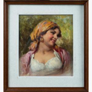 ENRICO FRATTINI 1890-1968,Girls portrait,Deutsch AT 2021-12-14