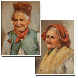 ENRICO FRATTINI 1890-1968,Two Italian portraits,Ripley Auctions US 2012-10-27