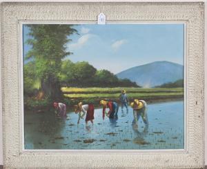 ENRIQUEZ Ricardo B 1920,Farmers working in a Paddy Field,20th century,Tooveys Auction GB 2020-07-23