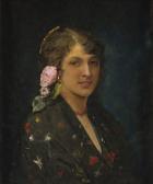 ENRIQUEZ Y VILLANUEVA Rafael,Portrait de jeune femme à la rose,1881,Artcurial | Briest - Poulain - F. Tajan 2023-09-26
