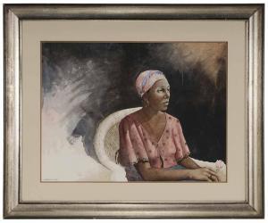 ENTREKIN William 1946,Gullah Woman,1981,Brunk Auctions US 2016-11-18