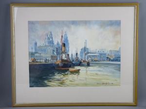 ENTWISTLE Brian Richard 1800-1900,Liverpool dockyard scene with Liver Buildi,1996,Rogers Jones & Co 2018-05-29