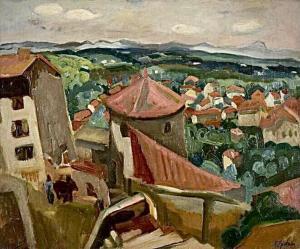 EPSTEIN Henri 1891-1944,Landscape with red roofs,Matsa IL 2023-12-19