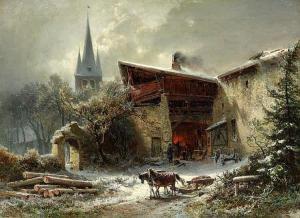 ERBE Julius 1800-1800,Horse Sleigh in front of the Smithy of the Village,1866,Van Ham DE 2015-05-15